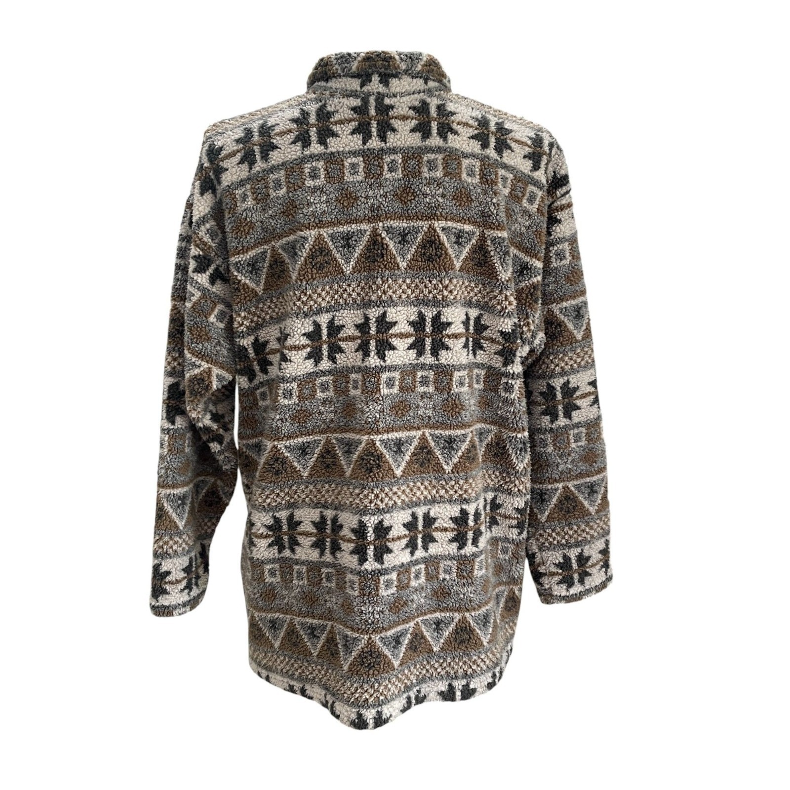 Vintage Palmettos Aztec Sherpa Fleece Jacket L Southwestern Winter Grunge Cozy