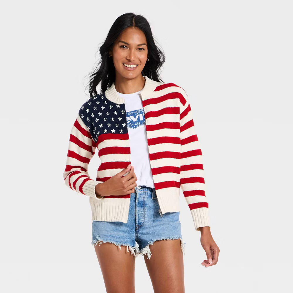 Women Americana Full Zip Cardigan – Universal Thread Cream L