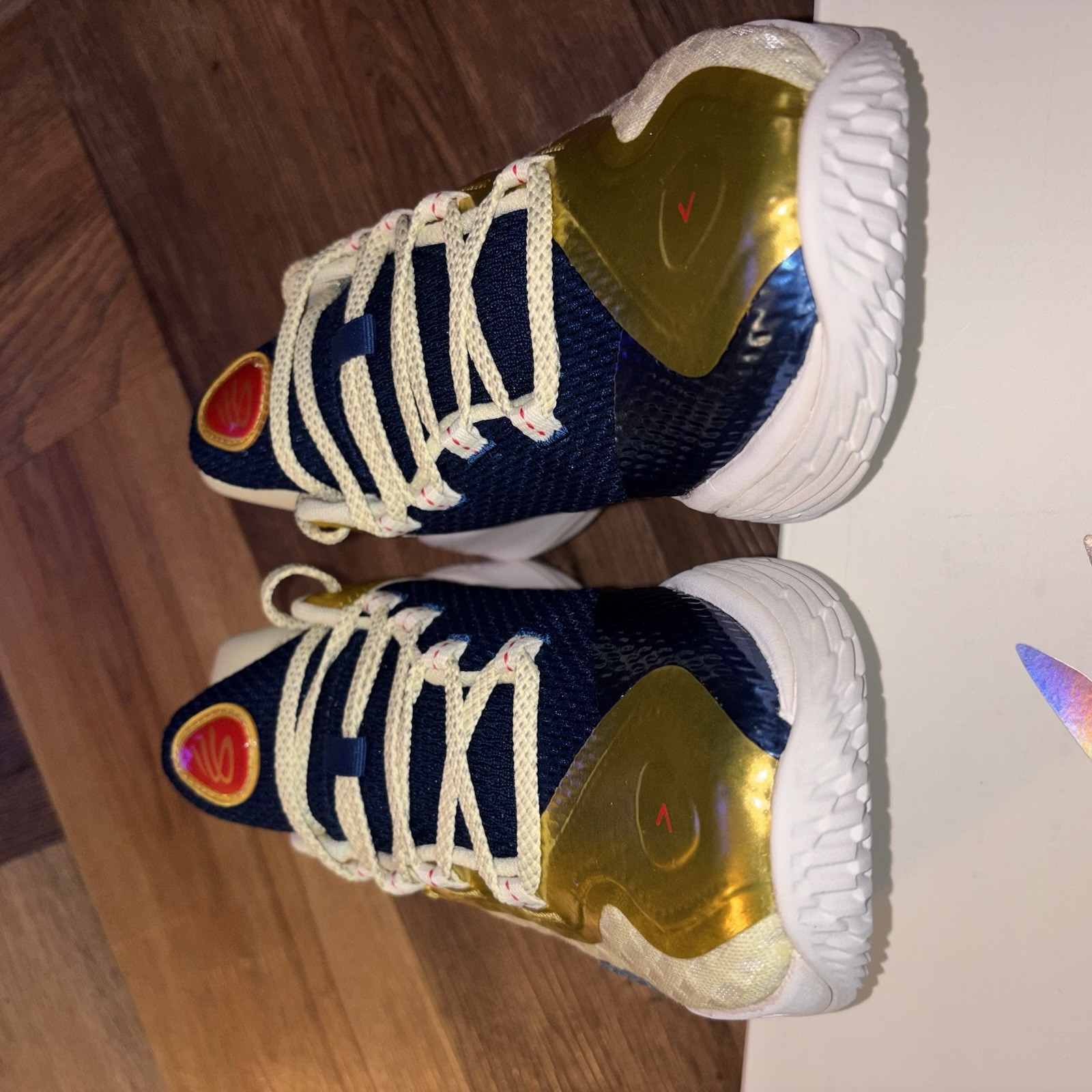 Under Armour GS Curry 11 CM Basketball Gold Blue Size 7Y