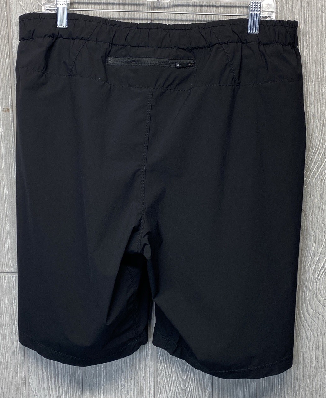 QOR Mens Performance Black Board Shorts Stretch Quick Dry Swim Size Large