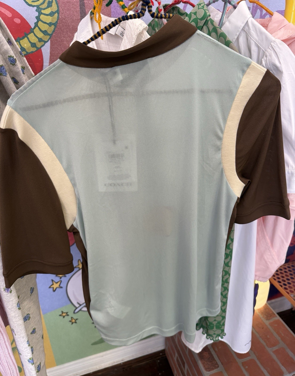 NEW BRAIN DEAD X COACH MESH QUARTER ZIP TOP shirt LIGHT GREEN Womens Charms