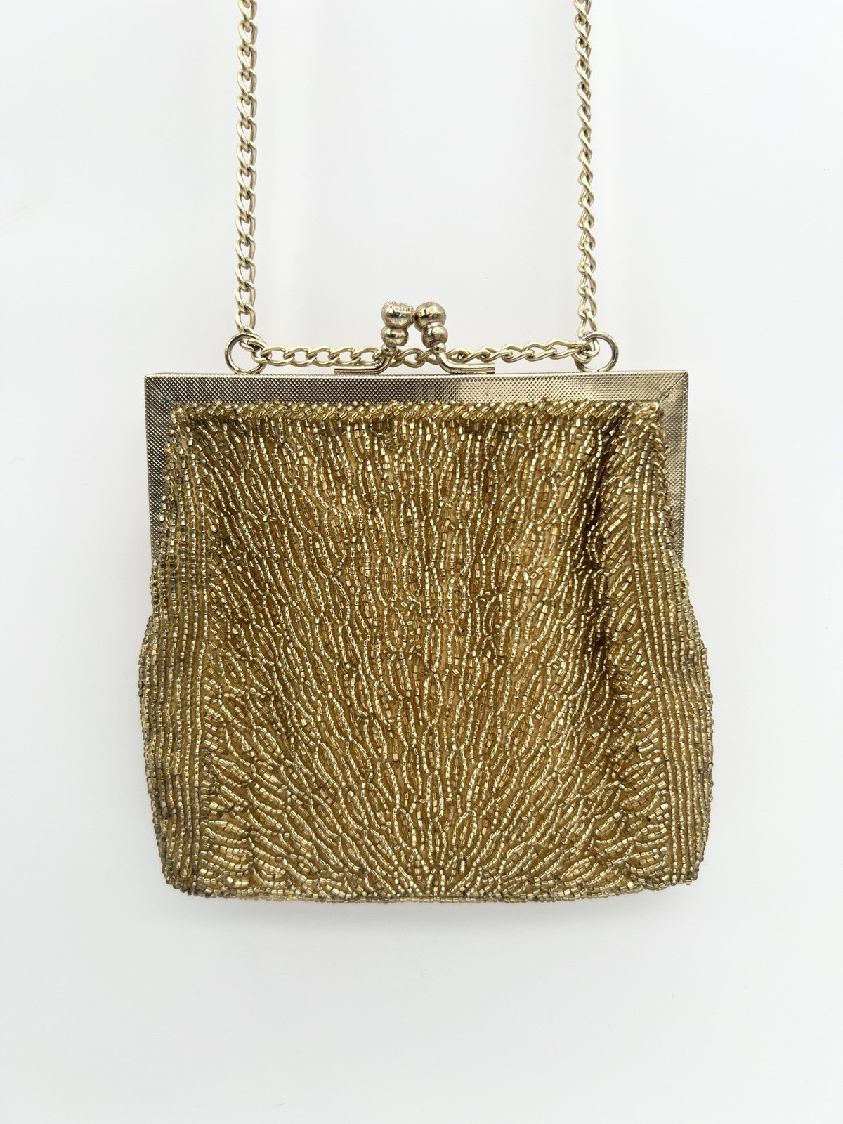 Vintage Walborg Gold Beaded Evening Purse Hong Kong Cocktail Handbag