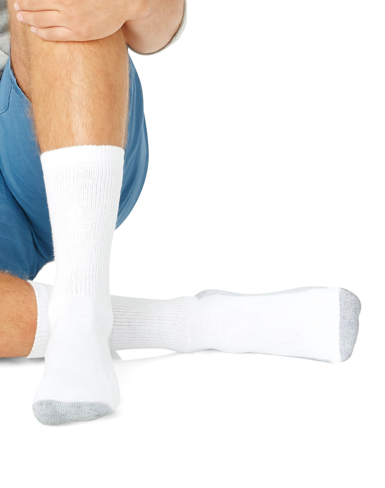 Hanes Premium Men’s Crew Socks White Black Gray Socks Size:10-13/Shoe Size:6-12