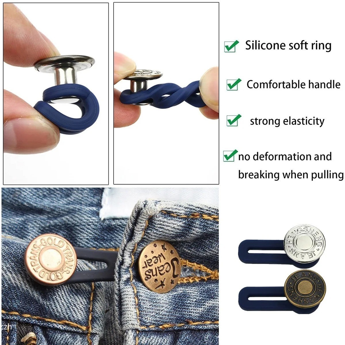 6PCS Jeans Button Extender Adjustable Waist Extender for Men Women Pants