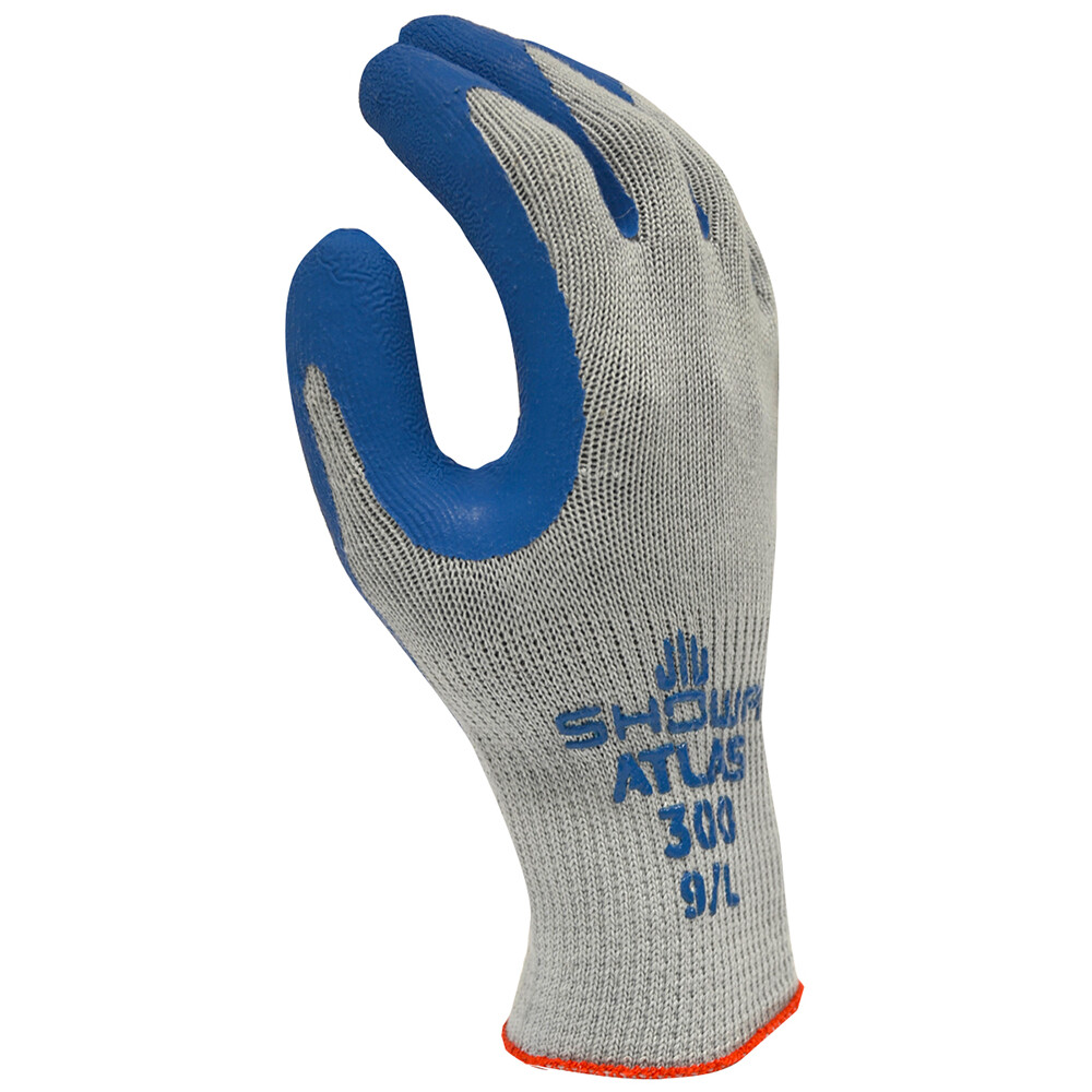 12 PAIR ATLAS 300 BLUE RUBBER Palm Coated General Purpose PROTECTIVE WORK GLOVES