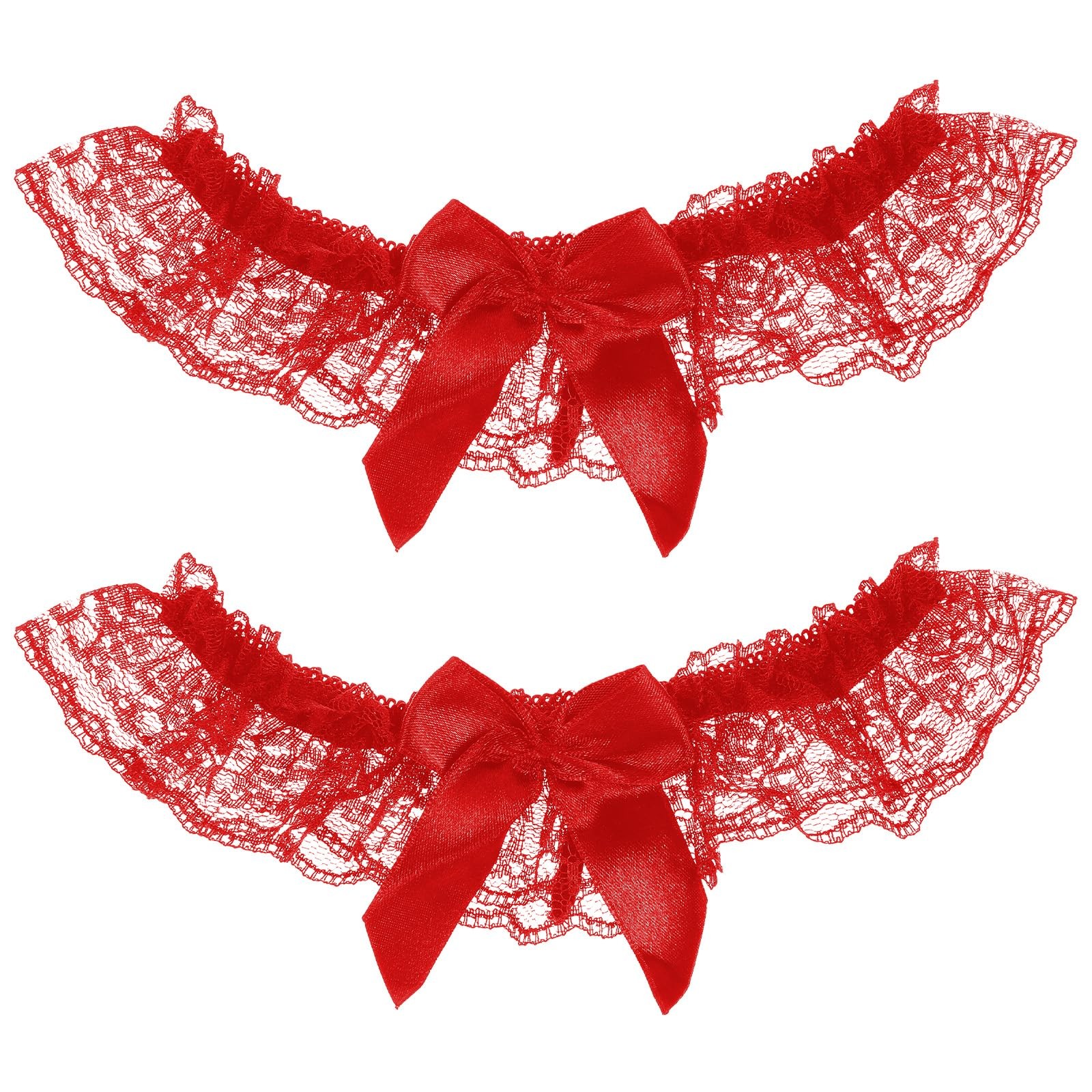 2Pcs Wedding Garter for Bride, Lace Bowknot Garter Party Prom Leg Garterr Bel…