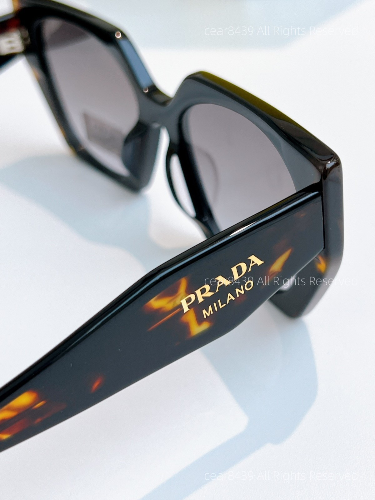 Prada Women Sunglasses Designer PR15WS Tortoise Gray Lens Oversize Authentic