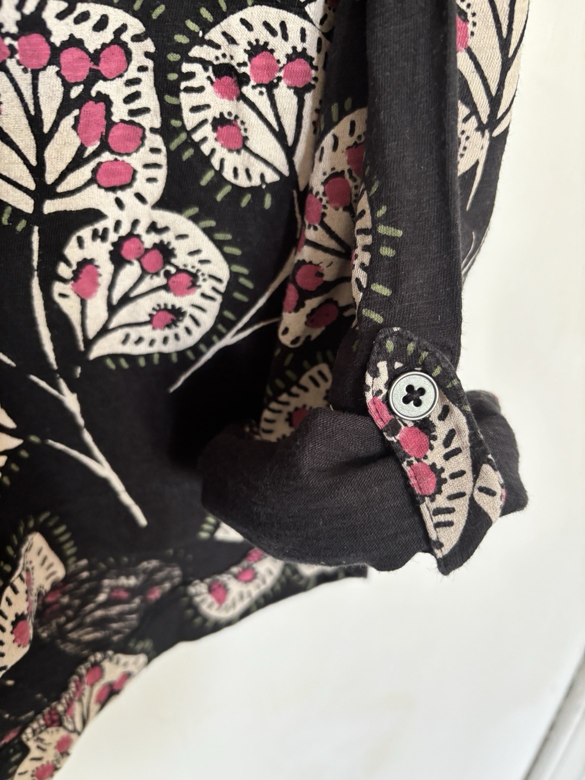 White Stuff Blouse Size 14 – Black, Button Down, Floral Print 100% Cotton