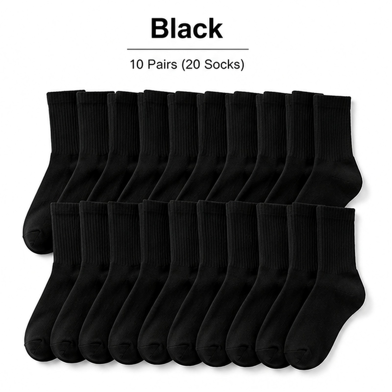 Women High Rib Crew Socks 10 Pairs Cotton Cushioned Odor Free Athletic Casual