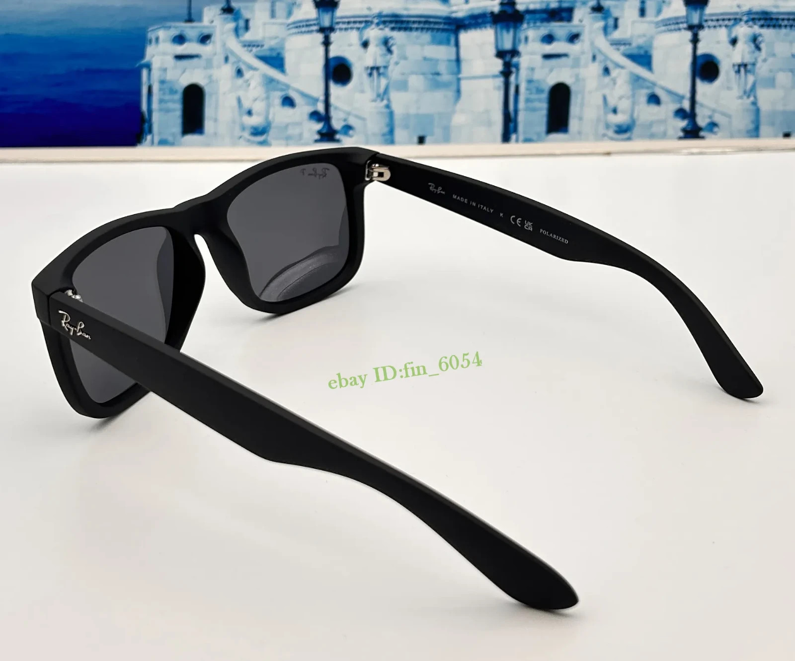 Ray-Ban RB4165 622/6G Justin Polarized Rubber Black Grey Mirror Sunglasses 54mm