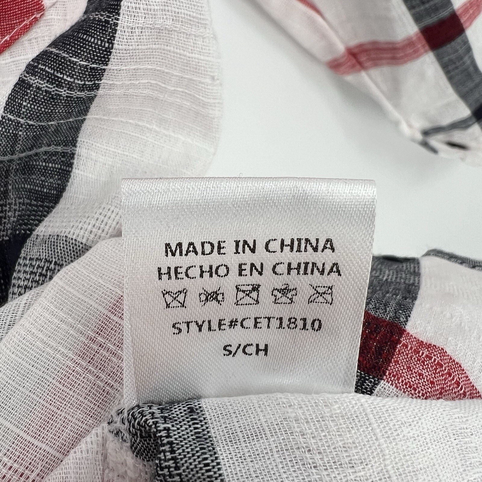 Mybeloved Top Women’s White, Red & Navy Plaid Button-Up w/Roll Tab Sleeves NWOT