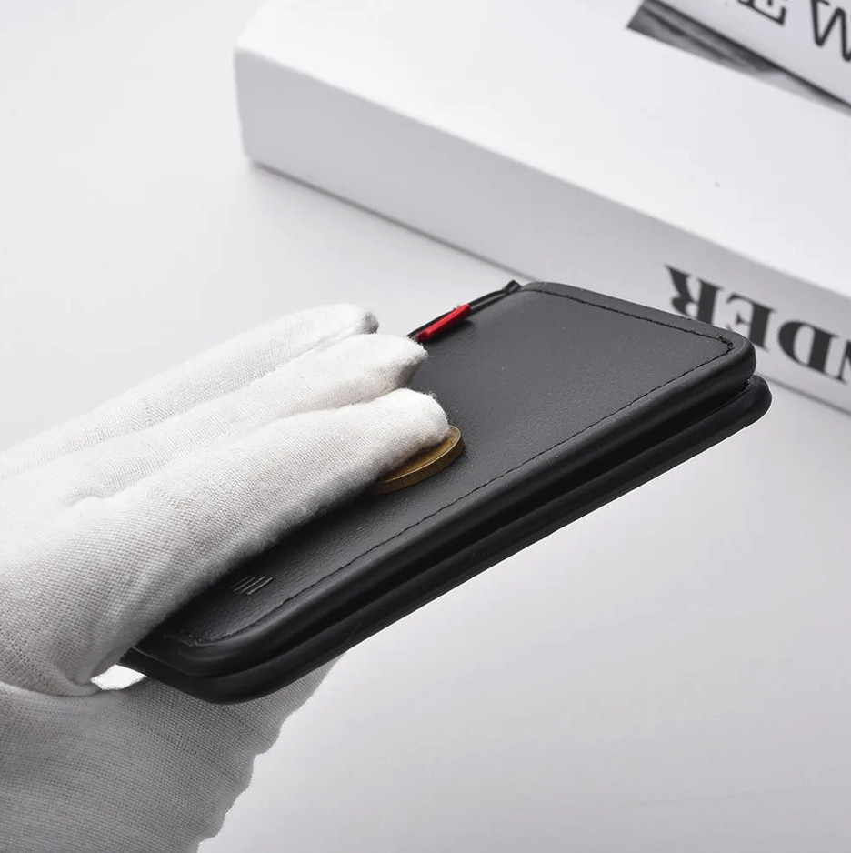 1pc Ultra-Thin Mini PU Leather Men’s Wallet Vertical Credit Card Holder – NEW