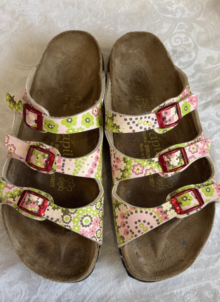 Birkenstock 39 Papillio Sandals Womens 8 Floral Florida Slides Germany