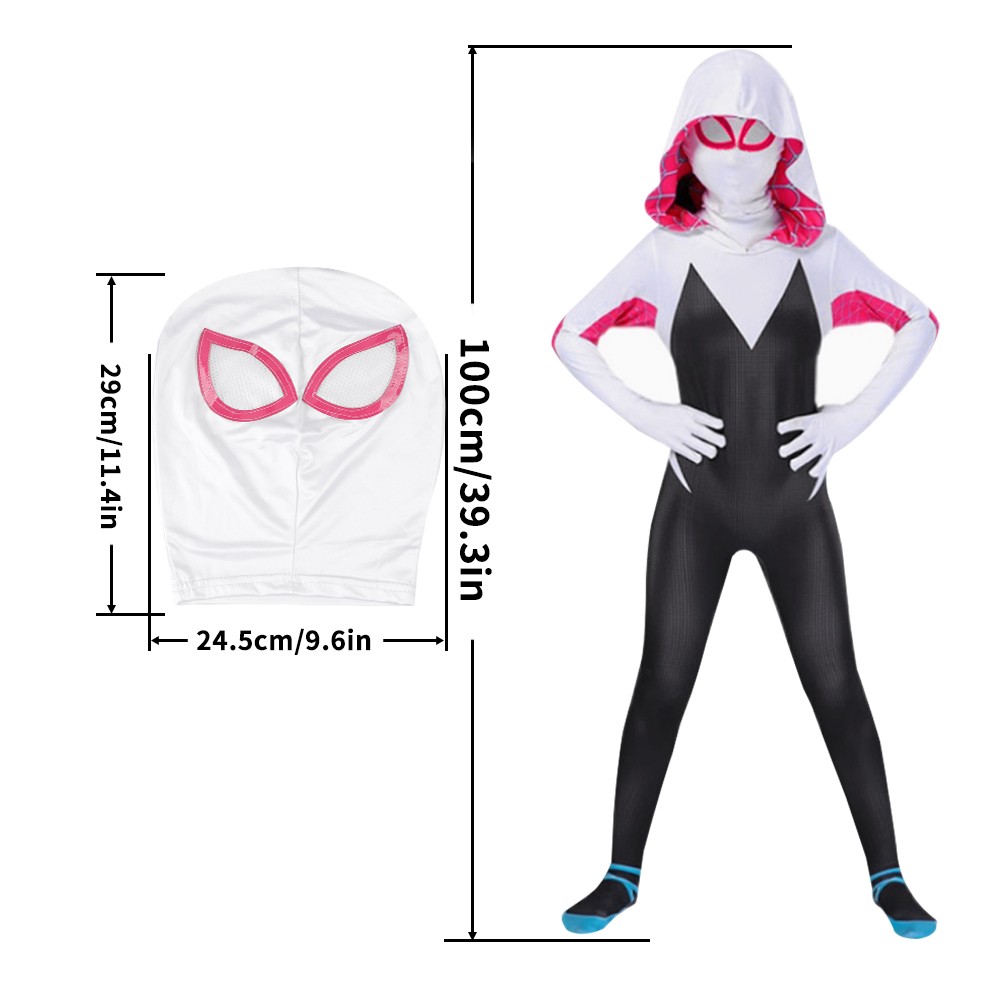 Into the Spider-Verse Gwen Stacy Jumpsuit Costume Girl Women Spiderman Jumpsuit