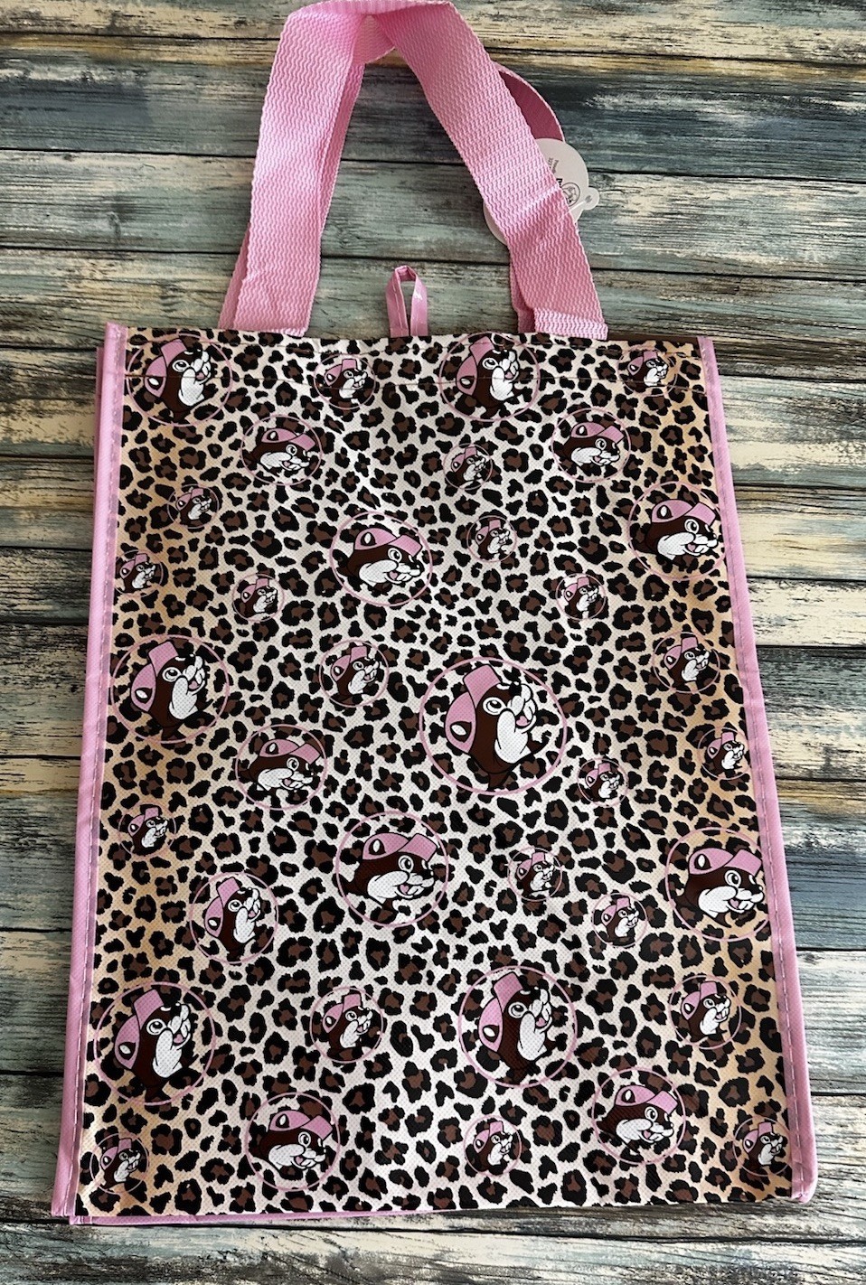 NEW Buc-ee’s Pink Leopard Print Reusable Tote Bag Pink Handles Buc-ee Beaver NEW