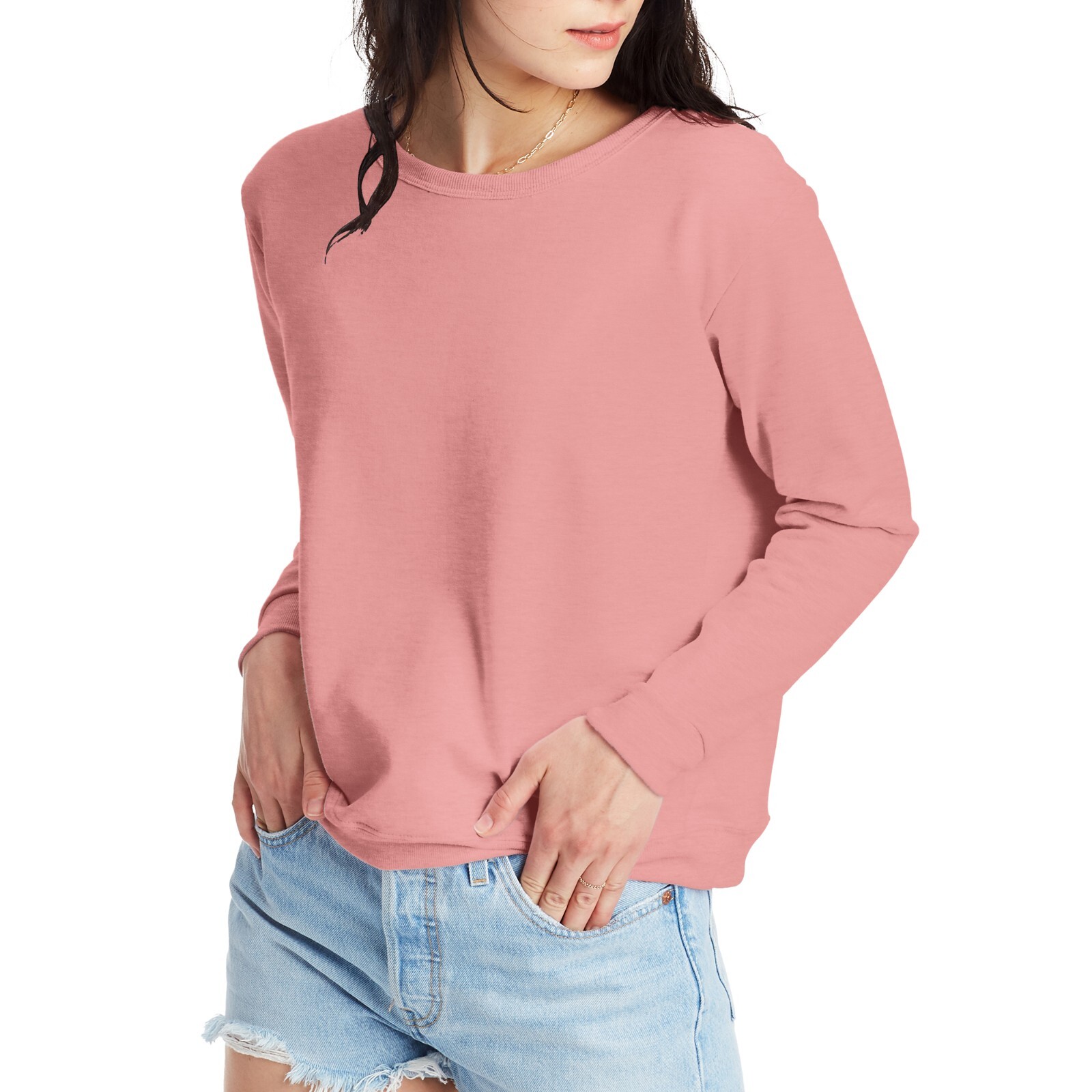 Hanes Women’s Sweatshirt Crew Neck EcoSmart Recycled Cotton-Blend Fleece S-2XL