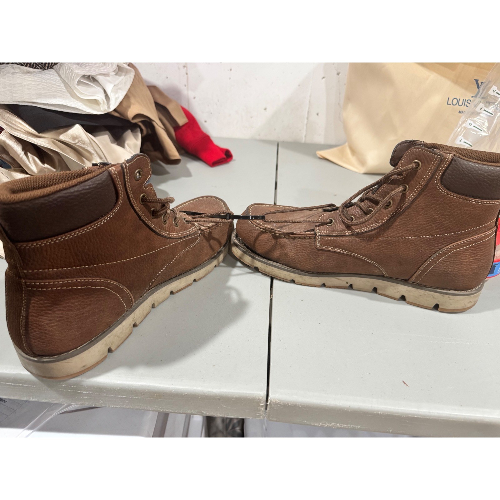 Levis Mens Brown Moc Toe Work Boots Size 11 Synthetic Leather Lace Up 519562JJ12