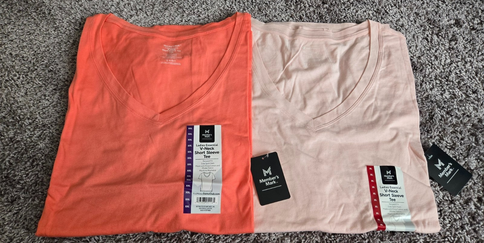 Women’s Ladies Solid Tee Shirt Short Sleeve Peach or Pink V Neck Casual Top NWT