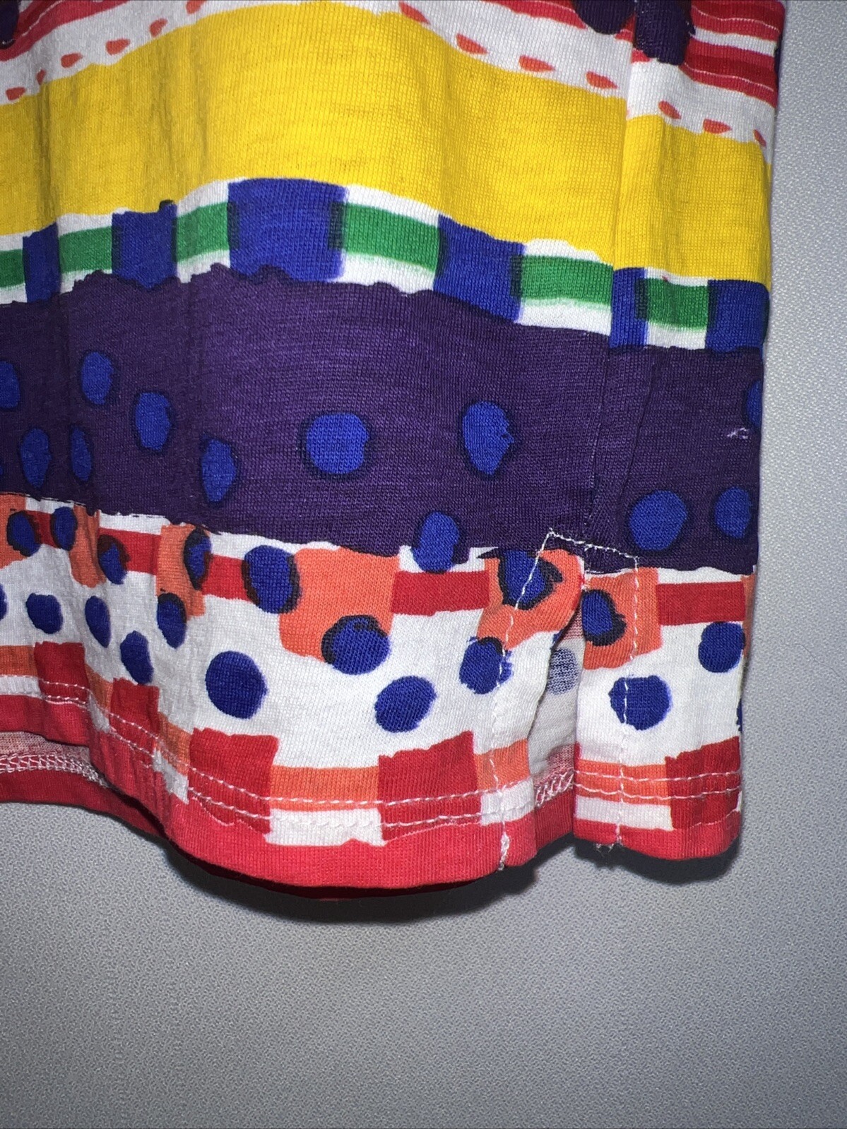 Desigual Madagascar Girls Top Sz 13/14 Vibrant Colors With Sequins Cap Sleeves