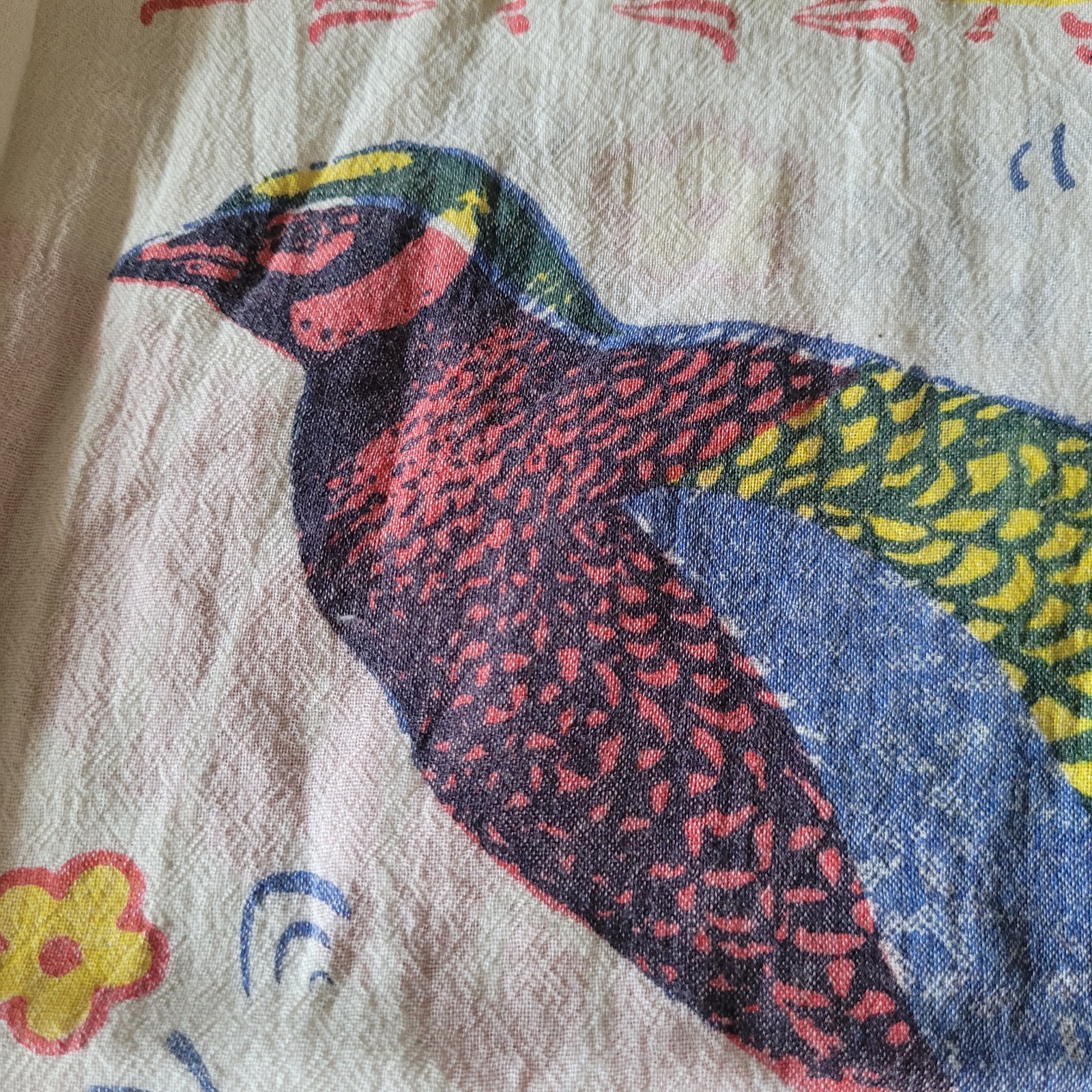 Flour Sack Dress Pheasant Vintage Look Feed Sack Garden Hippie Boho One Size