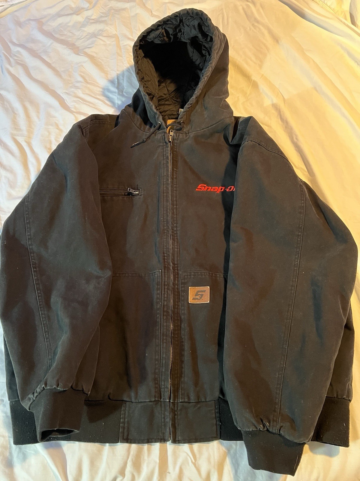 Vintage Snap-on Men’s Black Hooded Quilted Line Duck Jacket, Carhartt style 3XL