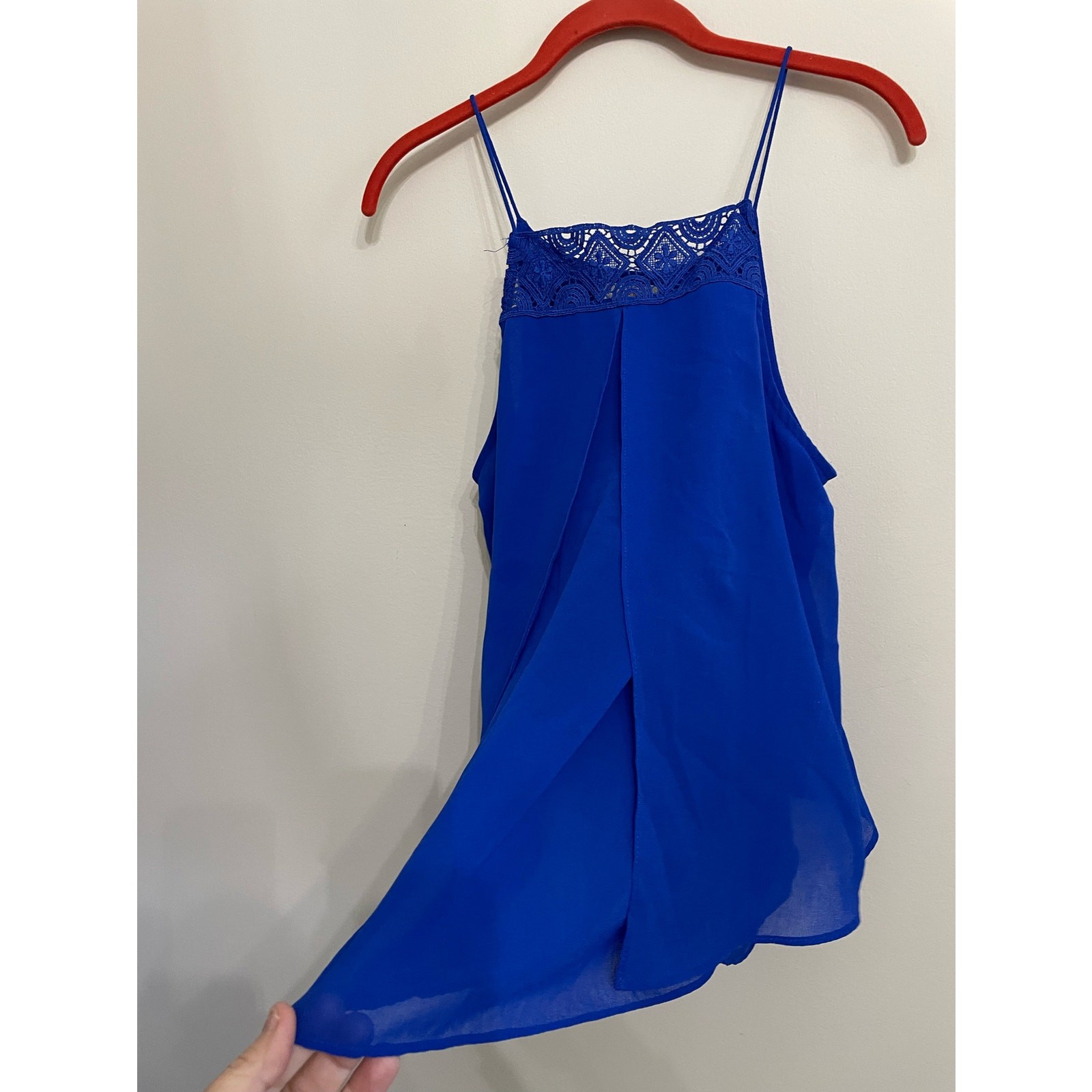 Blue Flowy Tank Chiffon Layers SZ M Womens E Hanger M Bright Royal