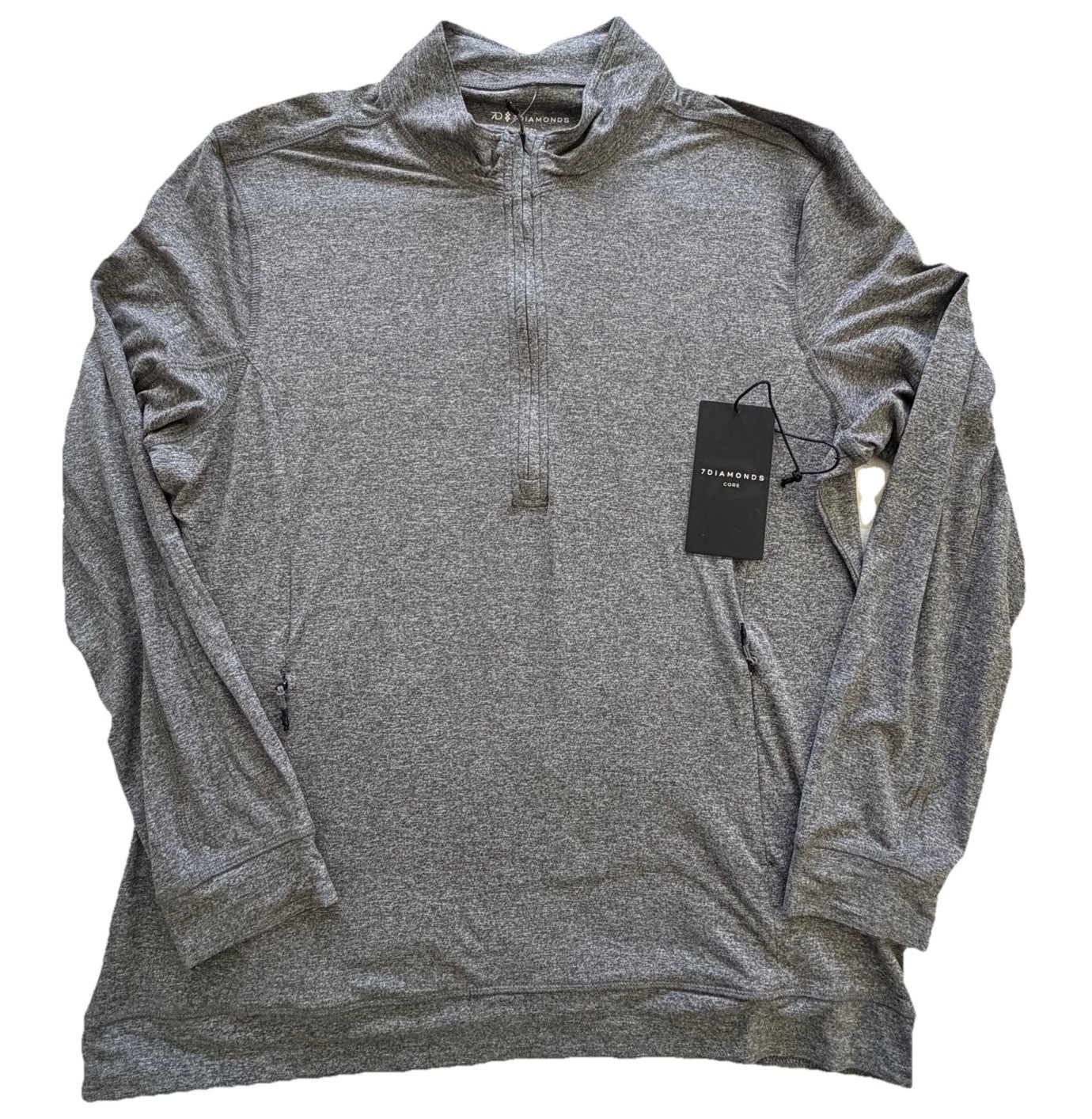 New 7D 7 Diamonds Core Performance 1/4 Zip Grey Heather Top L $109 NWT