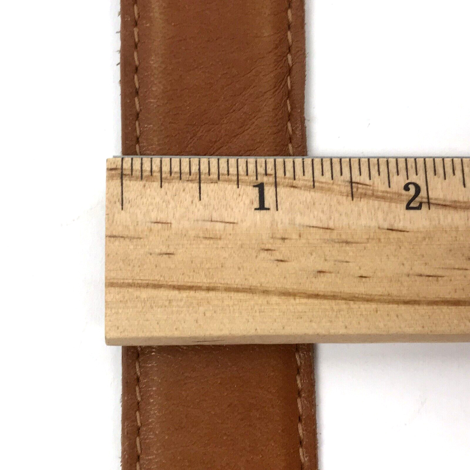 Vtg Belt Women S/M Brown Harness Oil Tanned Leather 1.25″ W Brass Buckle Western