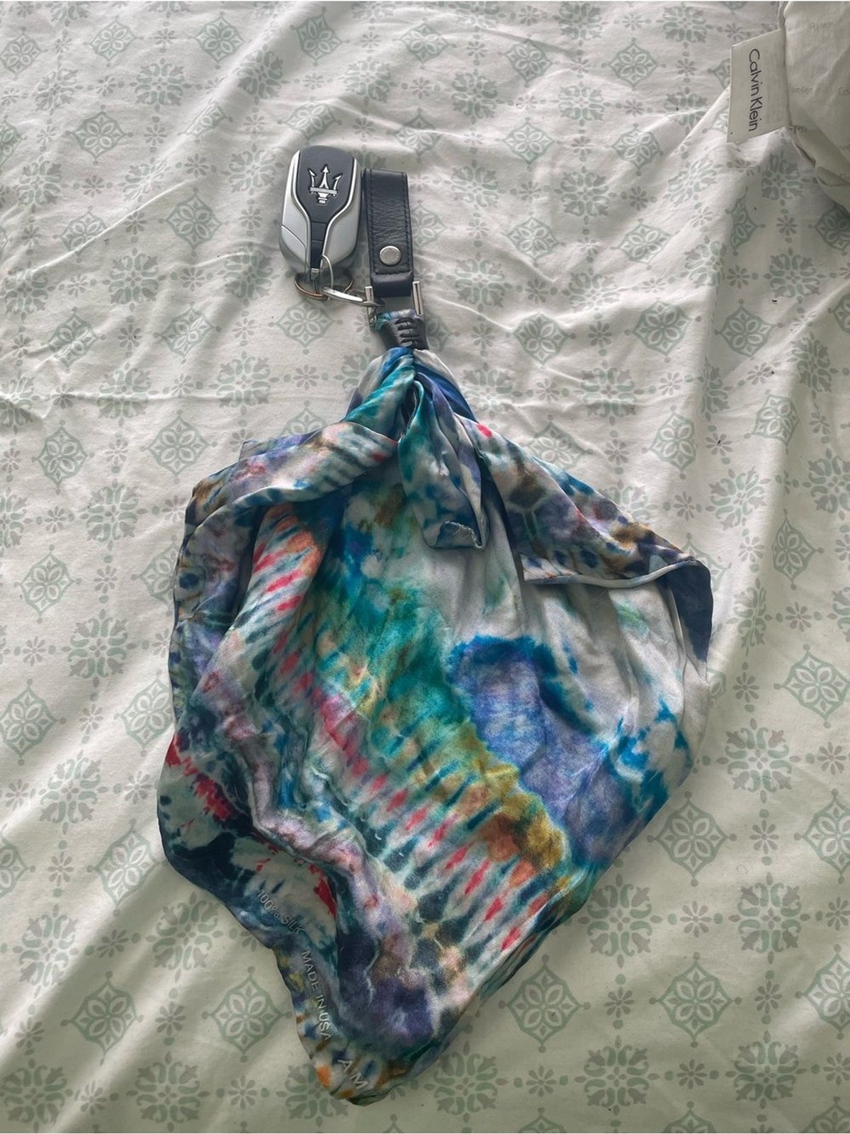 AMIRI Multicolor Tie-Dye Key Chain Scarf Accessory – Blue Purple Black