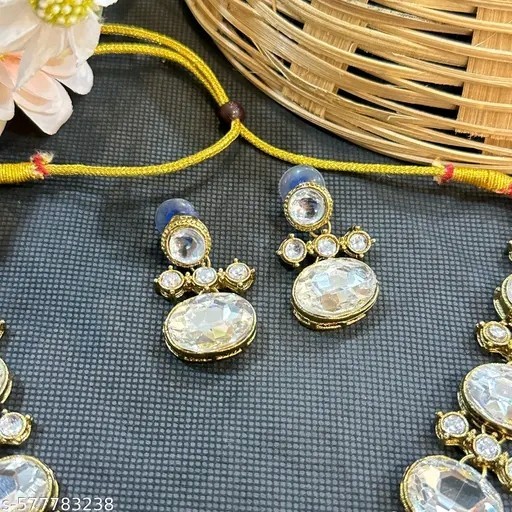 Indian Bollywood Gold Plated Kundan Choker Bridal Necklace Earrings Jewelry Set