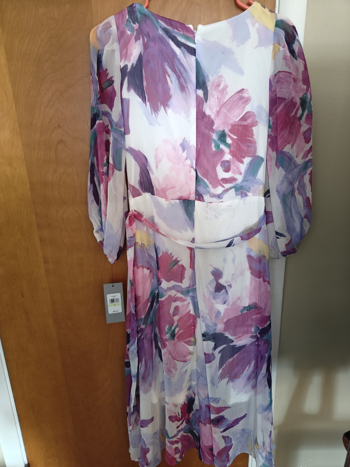 Marc New York Colorful Floral Dress Women’s Size 4 NWT 3/4 Sheer Sleeve Back Zip