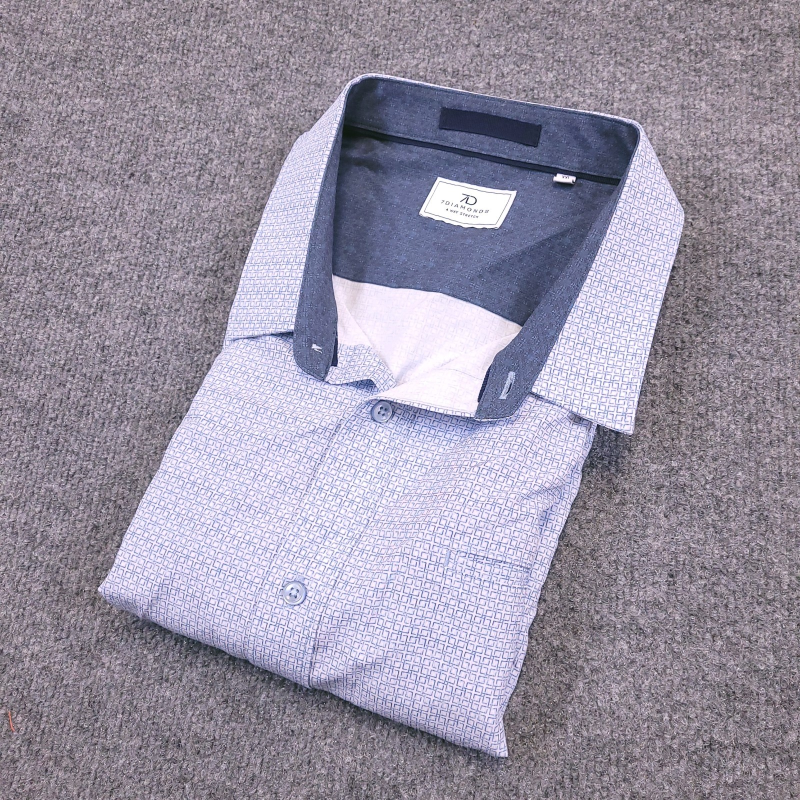 7D 7 Diamonds Toledo Shirt Mens 2XL Button Up Geometric 4 Way Stretch Logo