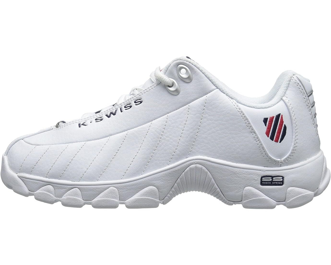 Men K-Swiss ST329 CMF Leather Shoes 03426-130 White Navy Red 100% Original New