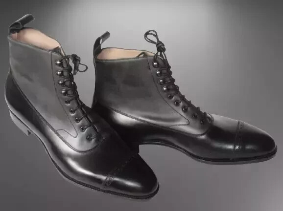 Handmade Two Tone Lace Up Ankle Boots, Men Cap Toe Dress Boots For Men 7-8-9-10