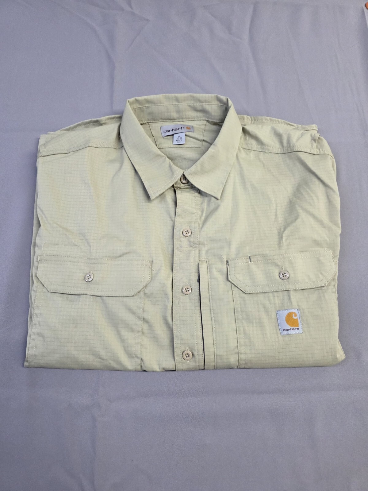Carhartt Mens Long-Sleeve Button-Down Work Shirt, Tan
