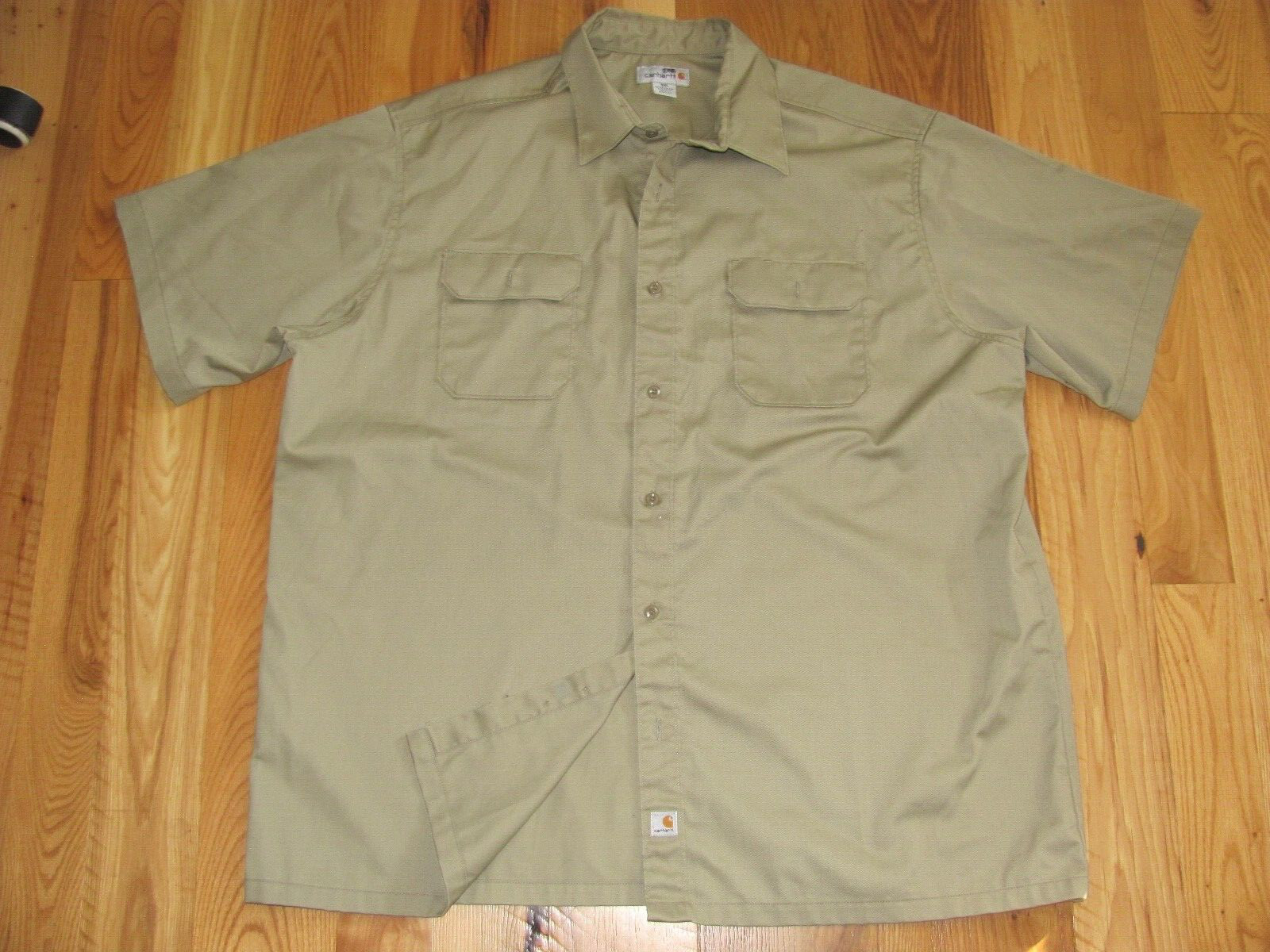 Carhartt 8223 Khaki Button Down Short Sleeve Work Shirt Men’s 3XL (Z11-N&)