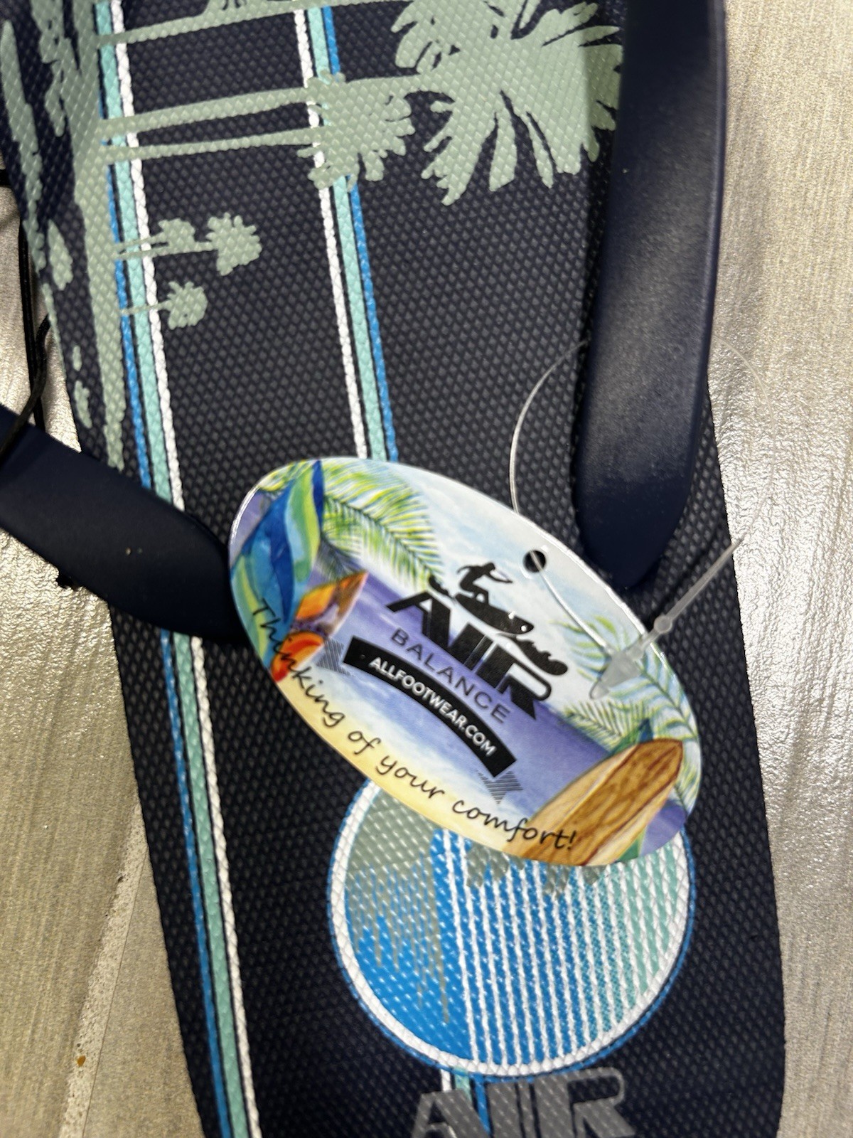 Air Balance Unisex Adults Blue Striped Beach Flip Flop Sandals Logo US 9-13 50