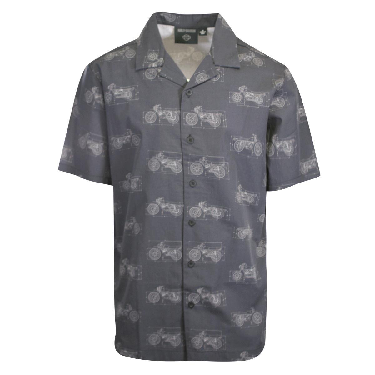 Harley-Davidson Men’s Shirt Dark Grey Fueled Allover Custom Print S/S (S61)