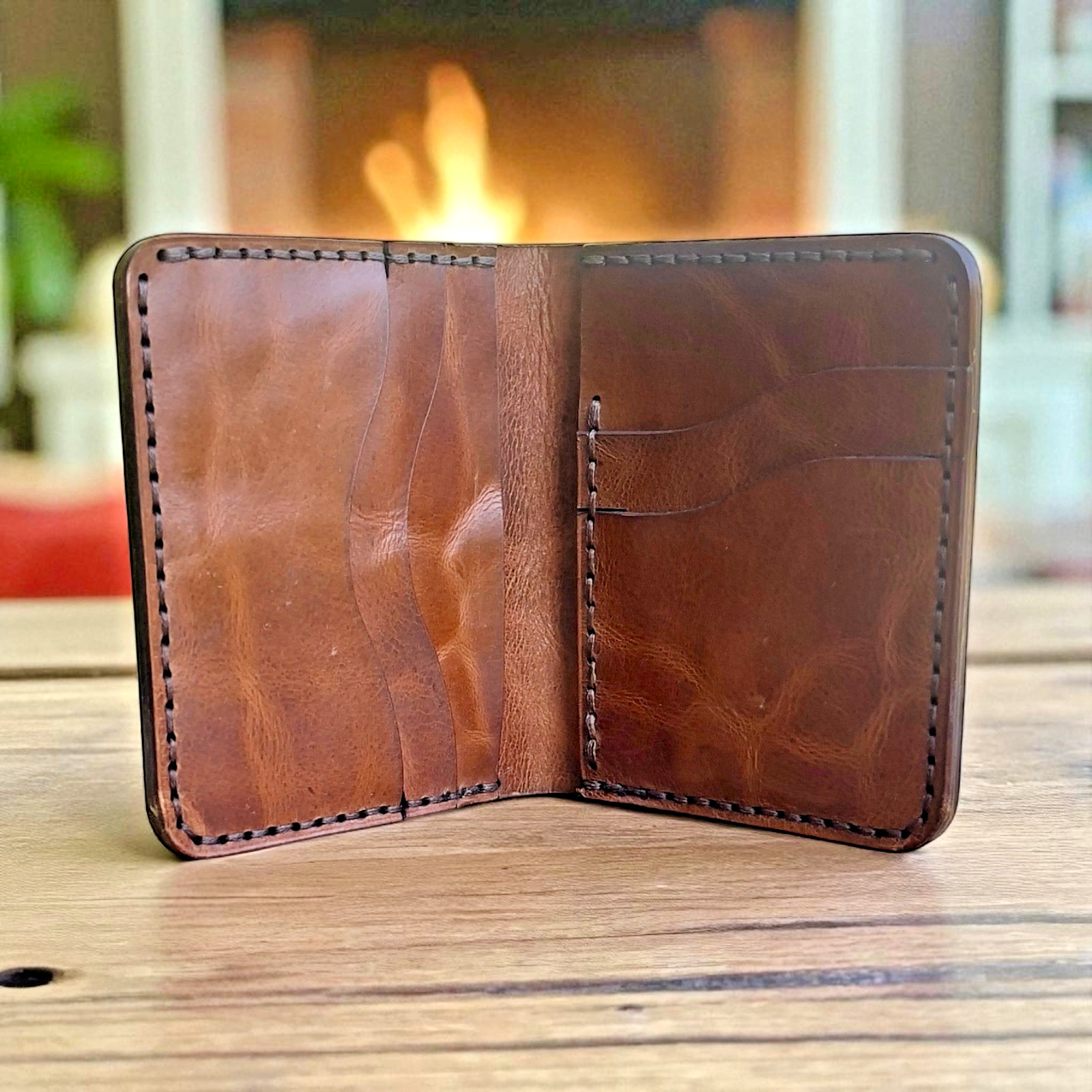 Men’s Leather Slim Card Holder Bifold RFID Blocking Vintage Handmade Wallet Gift