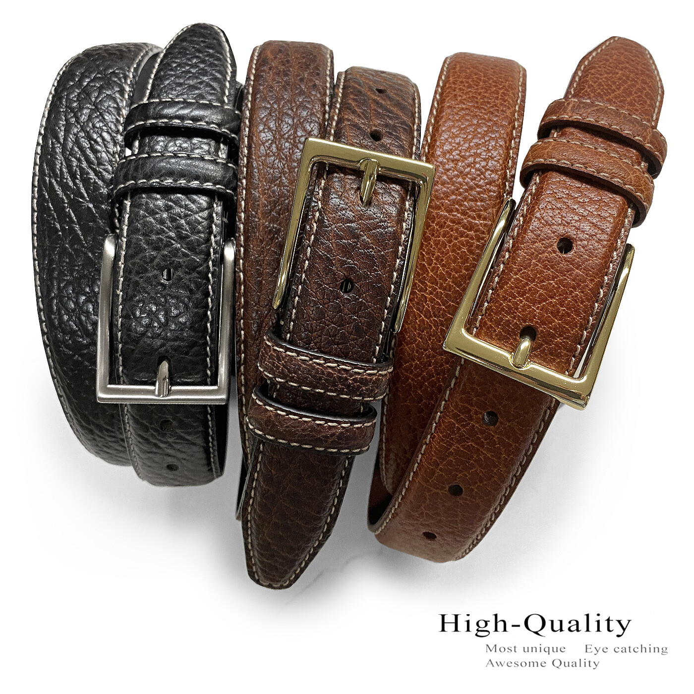 Men’s Belt Genuine Leather Casual Dress Belts 1-1/8″(30mm) Wide