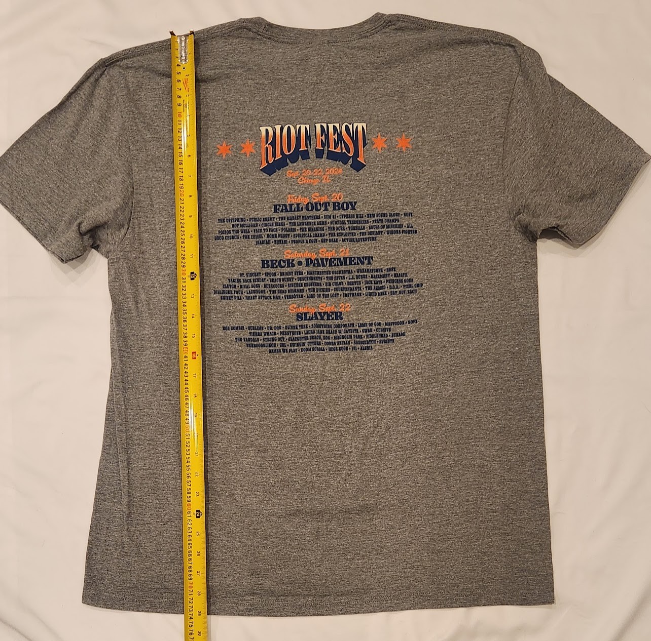 Riot Fest Chicago 2024 Gray T-Shirt Adult XL Fallout Boy Pavement Slayer