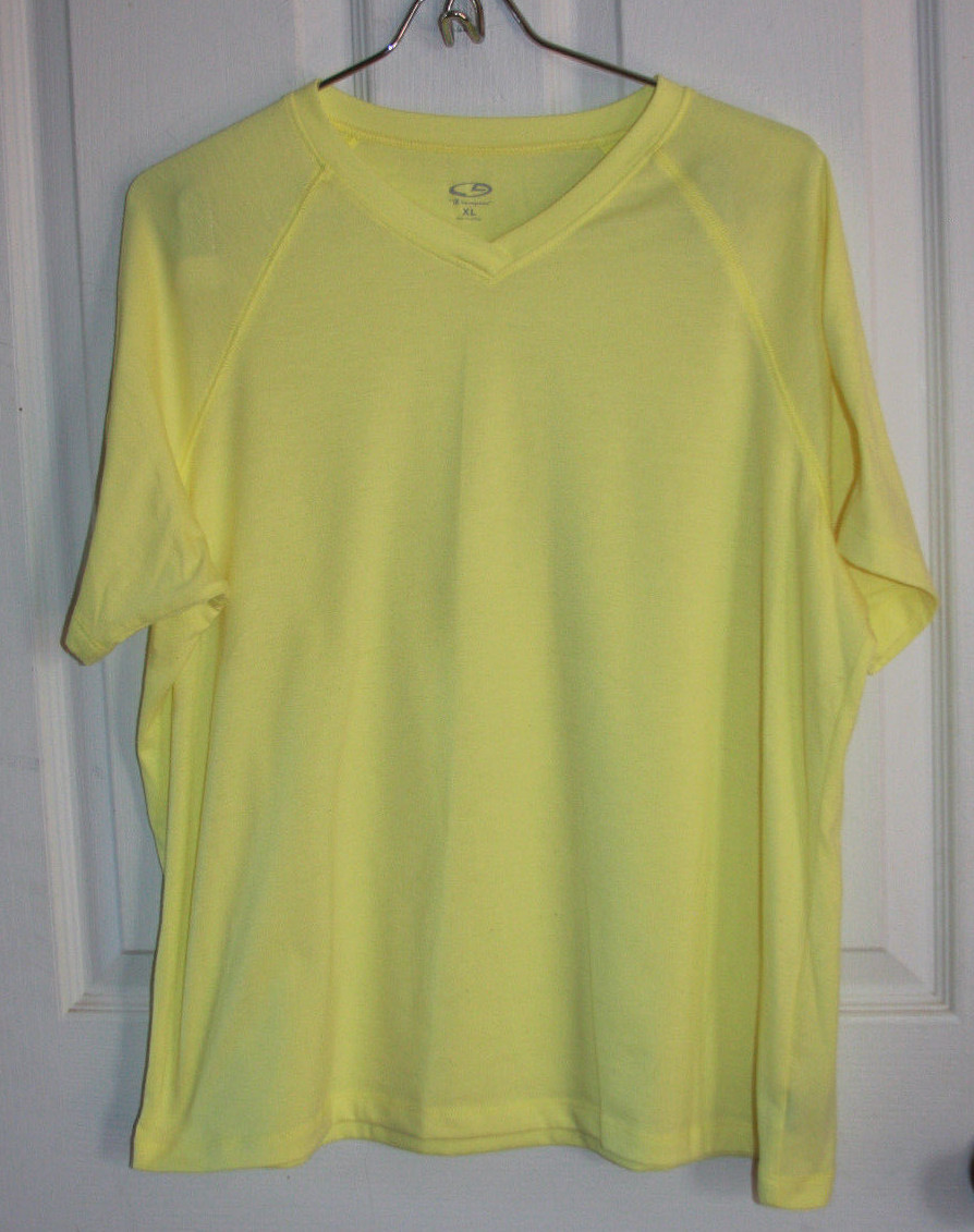 Champion T-Shirt XL Yellow Polyester Spandex Blend Short Sleeve