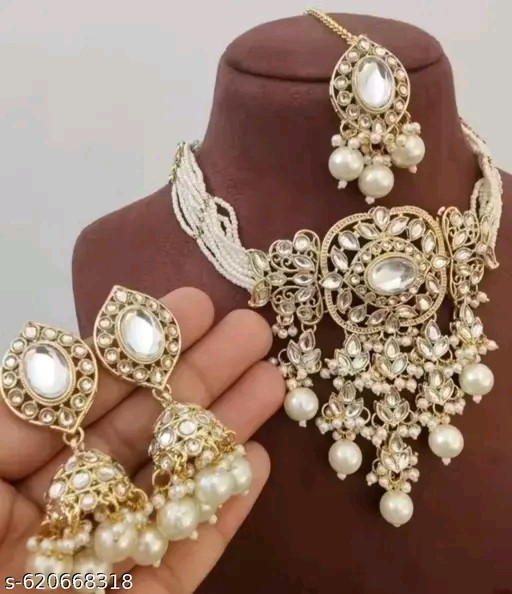 Indian Bollywood Gold Plated Kundan Choker Bridal Necklace Earrings Jewelry Set