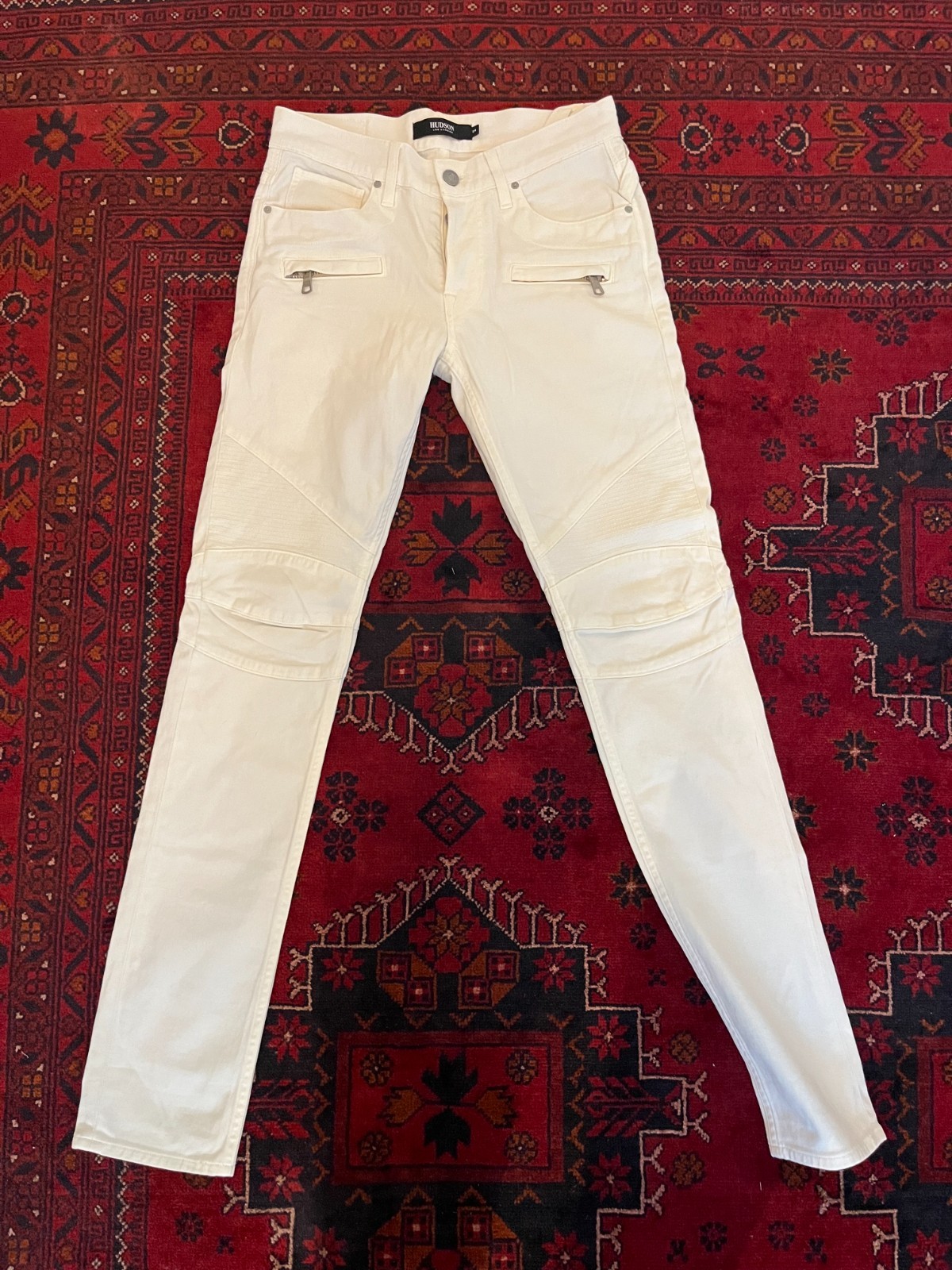 Hudson Blinder Biker Moto Skinny Jeans Men’s Size 29X32 Off White Button Fly