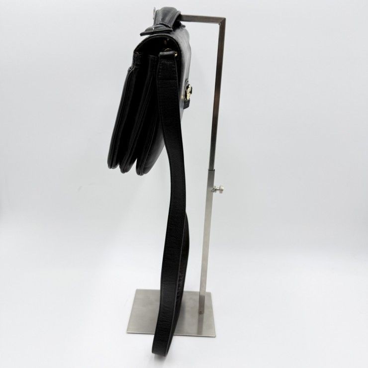 CELINE (Celine) Carriage Hardware Vintage Shoulder Bag Leather Black Gold Hardwa