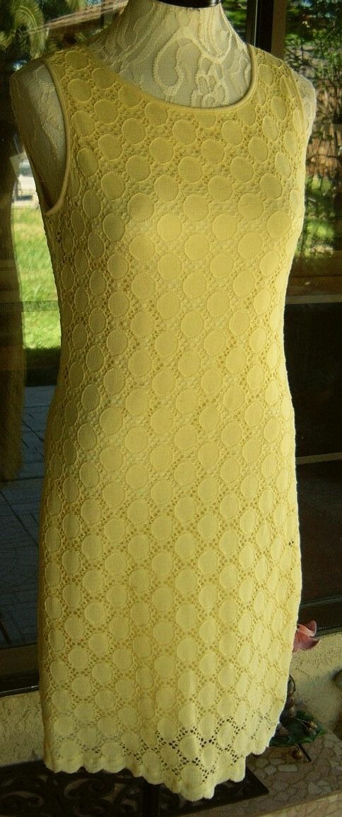Ronnie Niclole Sleeveless Lined Yellow Eyelet Dress Sz. 12 40″ Bust