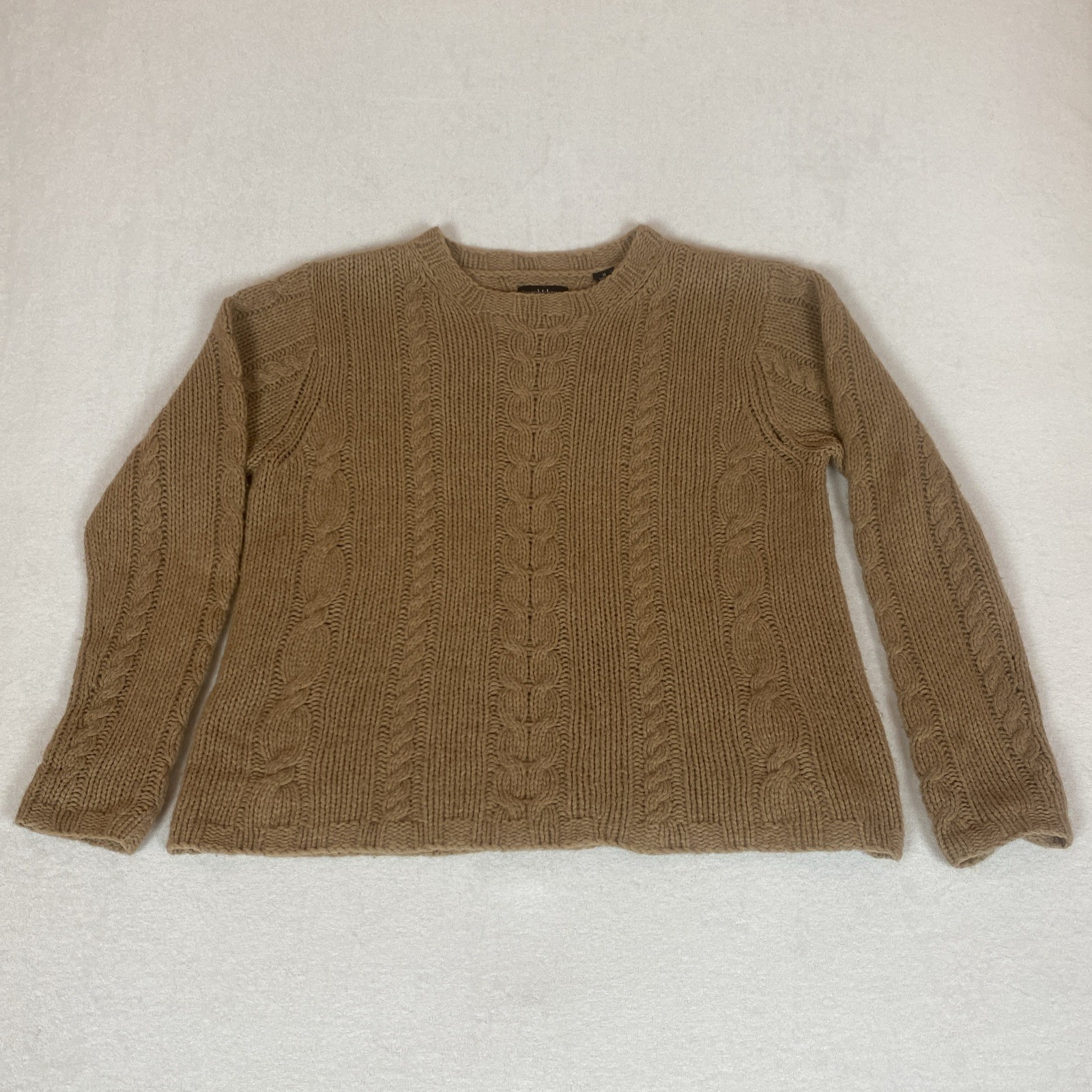 Joseph & Lyman Camel Hair Wool Chunky Cable Knit Tan Sweater Medium