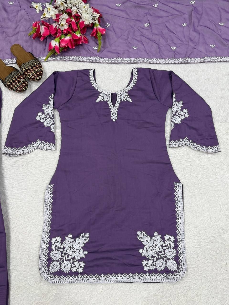 Fancy Roman Cotton Salwar Kameez With Dupatta For Organza Dupatta For Women