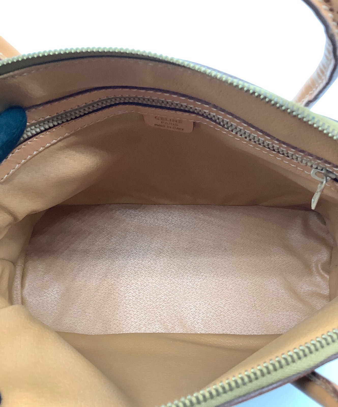 CELINE 2WAY Shoulder Handbag Beige Leather Women Pre-owned Italy Japan F/S USED