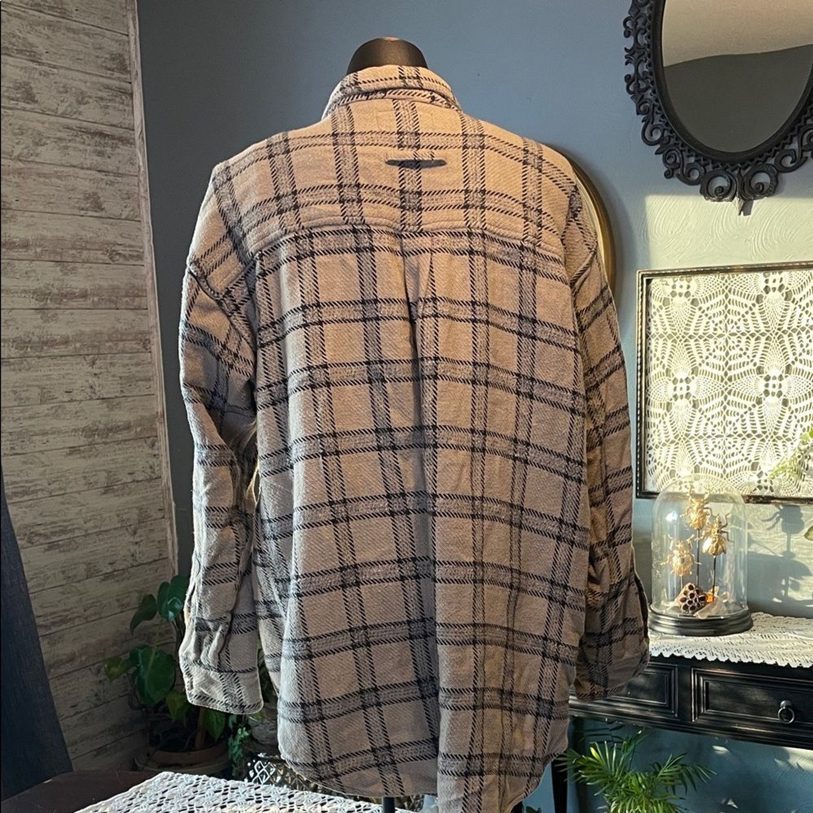 Plaid Button Down Shirt – Cream and Black